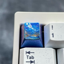 1U Ice Crystal Anodizing Color Ti-alloy Artisan Keycaps Precision Pointillism for Mechanical Keyboard -Bay Under Moon